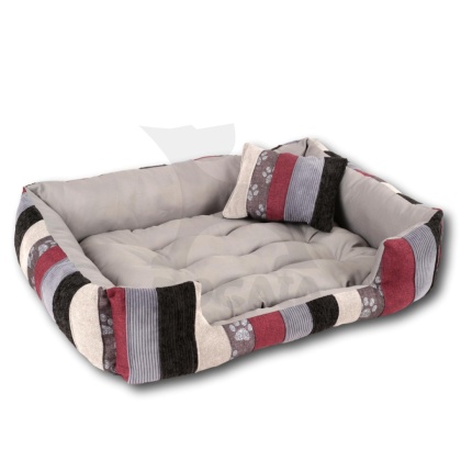 Posłanie, legowisko Klasyczne Materac + Poduszka PatchWork (MultiColor) 76x56cm M