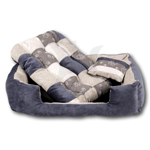 Posłanie, legowisko Klasyczne Materac + Poduszka PatchWork (MultiColor) 70x50cm S