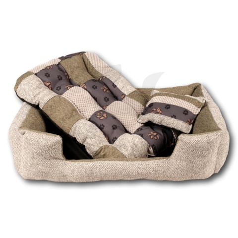 Posłanie, legowisko Klasyczne Materac + Poduszka PatchWork (MultiColor) 70x50cm S