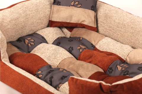 Posłanie, legowisko Klasyczne Materac + Poduszka PatchWork (MultiColor) 70x50cm S