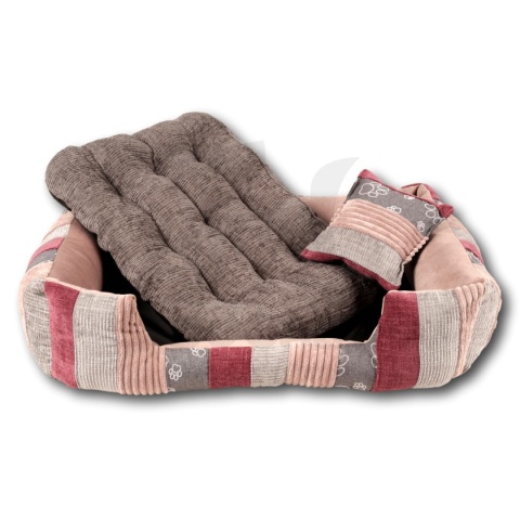 Posłanie, legowisko Klasyczne Materac + Poduszka PatchWork (MultiColor) 76x56cm M