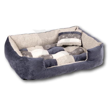 Posłanie, legowisko Klasyczne Materac + Poduszka PatchWork (MultiColor) 76x56cm M