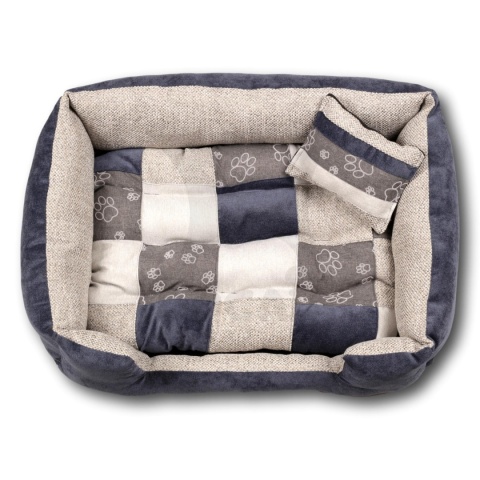 Posłanie, legowisko Klasyczne Materac + Poduszka PatchWork (MultiColor) 76x56cm M