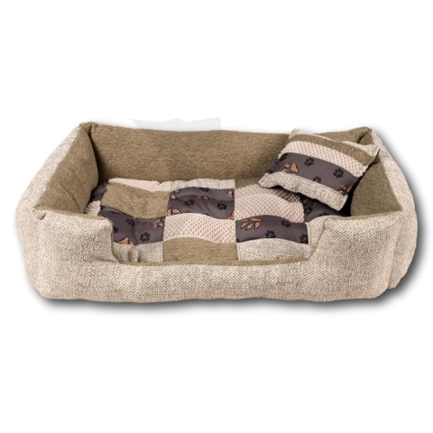 Posłanie, legowisko Klasyczne Materac + Poduszka PatchWork (MultiColor) 76x56cm M