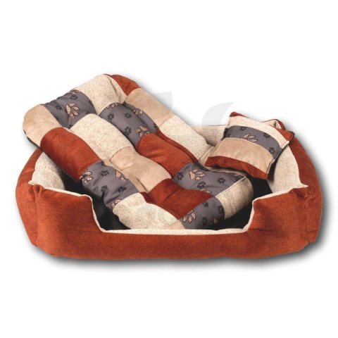 Posłanie, legowisko Klasyczne Materac + Poduszka PatchWork (MultiColor) 76x56cm M