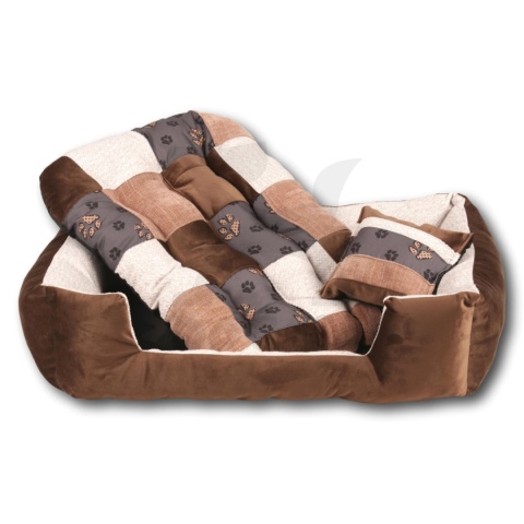 Posłanie, legowisko Klasyczne Materac + Poduszka PatchWork (MultiColor) 76x56cm M