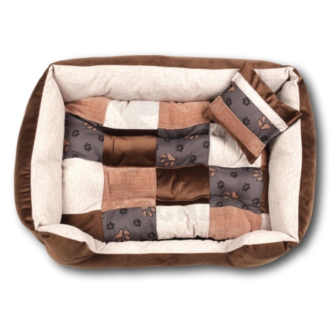 Posłanie, legowisko Klasyczne Materac + Poduszka PatchWork (MultiColor) 76x56cm M