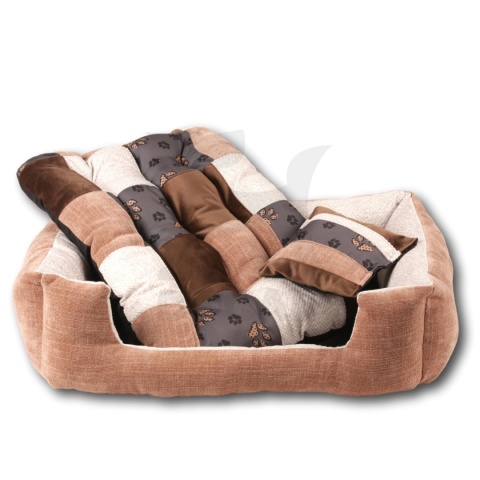 Posłanie, legowisko Klasyczne Materac + Poduszka PatchWork (MultiColor) 76x56cm M