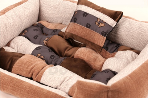 Posłanie, legowisko Klasyczne Materac + Poduszka PatchWork (MultiColor) 76x56cm M