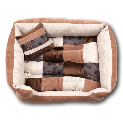 Posłanie, legowisko Klasyczne Materac + Poduszka PatchWork (MultiColor) 76x56cm M