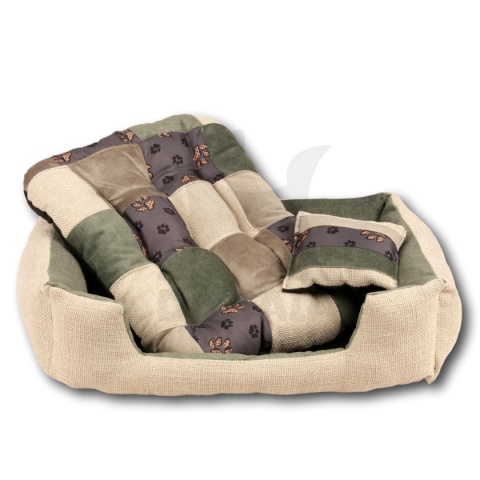 Posłanie, legowisko Klasyczne Materac + Poduszka PatchWork (MultiColor) 76x56cm M