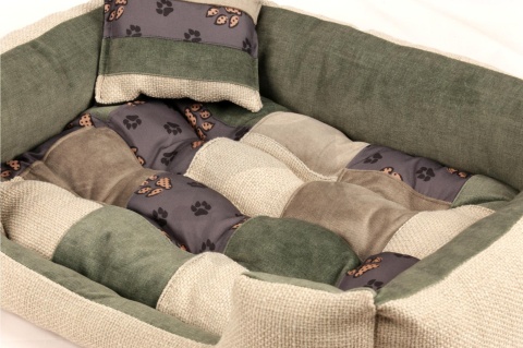 Posłanie, legowisko Klasyczne Materac + Poduszka PatchWork (MultiColor) 76x56cm M