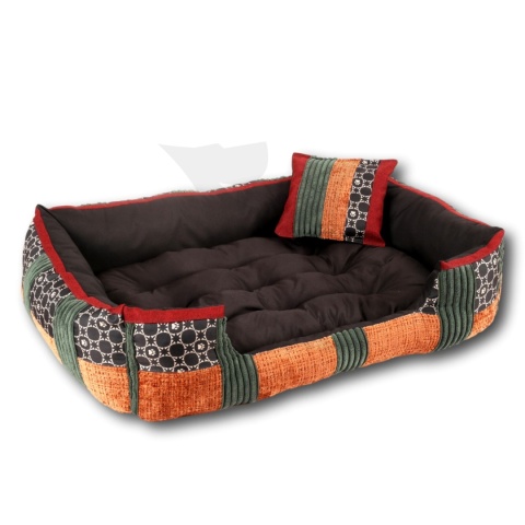 Posłanie, legowisko Klasyczne Materac + Poduszka PatchWork (MultiColor) 76x56cm. Tylko jedna sztuka.