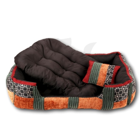 Posłanie, legowisko Klasyczne Materac + Poduszka PatchWork (MultiColor) 76x56cm. Tylko jedna sztuka.