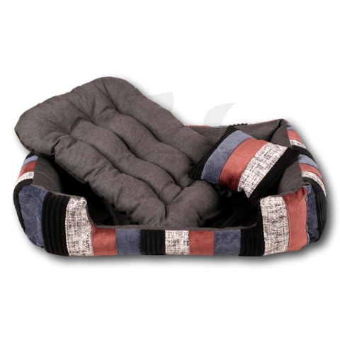 Posłanie, legowisko Klasyczne Materac + Poduszka PatchWork (MultiColor) 76x56cm. Tylko jedna sztuka.