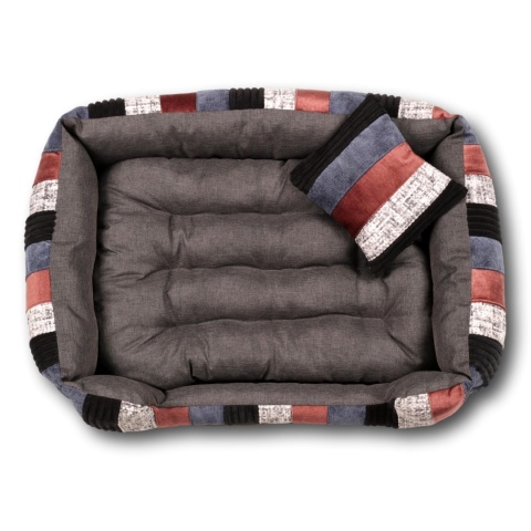 Posłanie, legowisko Klasyczne Materac + Poduszka PatchWork (MultiColor) 76x56cm. Tylko jedna sztuka.