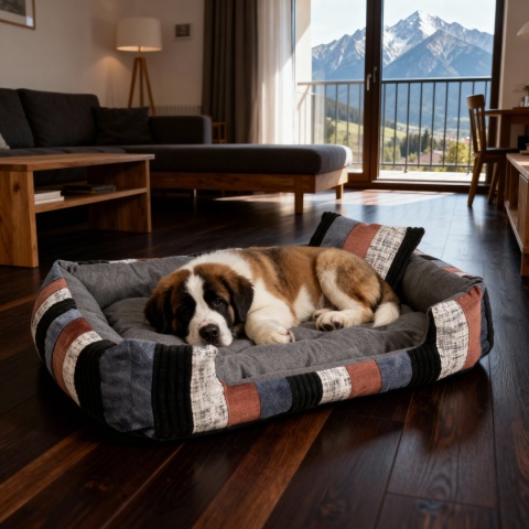 Posłanie, legowisko Klasyczne Materac + Poduszka PatchWork (MultiColor) 76x56cm. Tylko jedna sztuka.