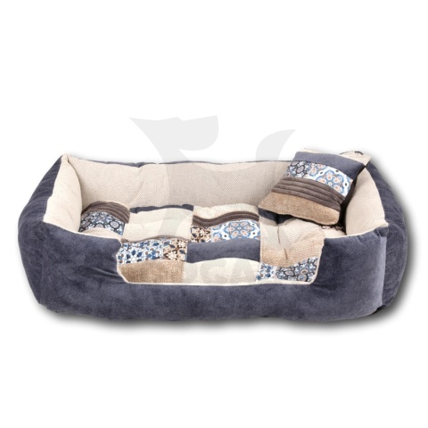 Posłanie, legowisko Klasyczne Materac + Poduszka PatchWork (MultiColor) 76x56cm. Tylko jedna sztuka!