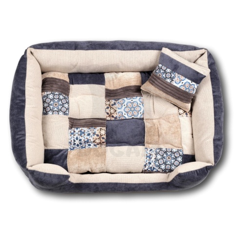 Posłanie, legowisko Klasyczne Materac + Poduszka PatchWork (MultiColor) 76x56cm. Tylko jedna sztuka!