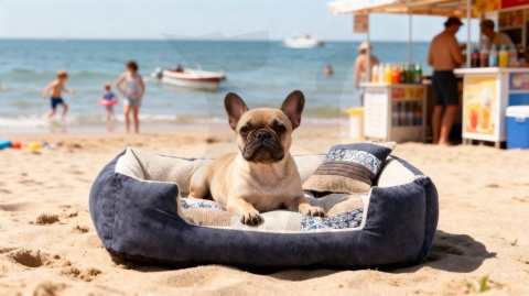 Posłanie, legowisko Klasyczne Materac + Poduszka PatchWork (MultiColor) 76x56cm. Tylko jedna sztuka!