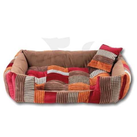 Posłanie, legowisko Klasyczne Materac + Poduszka PatchWork (MultiColor) 76x56cm. Tylko jedna sztuka!