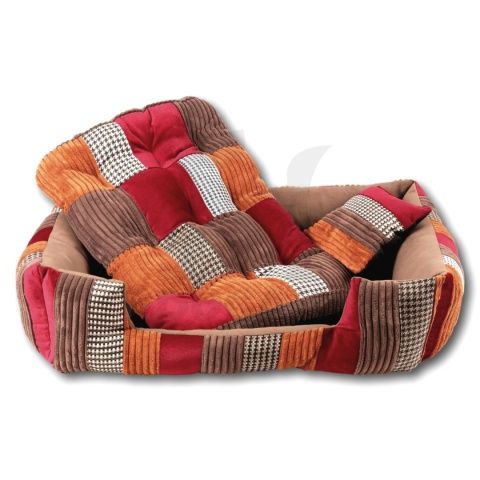 Posłanie, legowisko Klasyczne Materac + Poduszka PatchWork (MultiColor) 76x56cm. Tylko jedna sztuka!