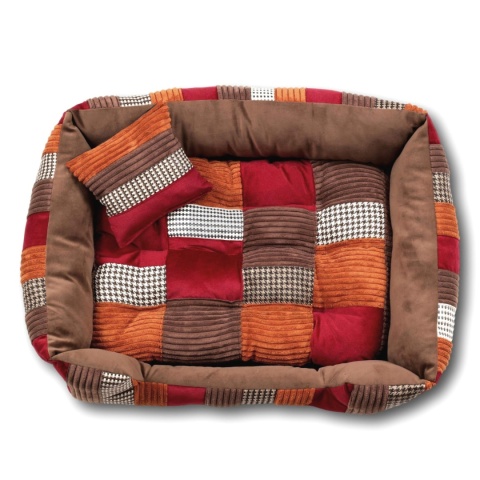 Posłanie, legowisko Klasyczne Materac + Poduszka PatchWork (MultiColor) 76x56cm. Tylko jedna sztuka!