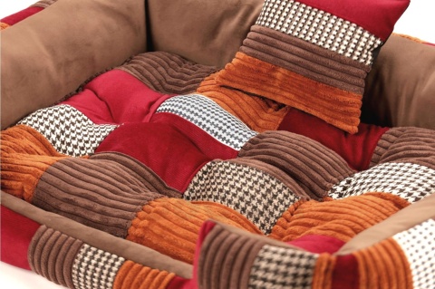 Posłanie, legowisko Klasyczne Materac + Poduszka PatchWork (MultiColor) 76x56cm. Tylko jedna sztuka!